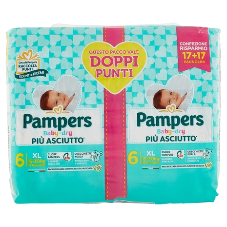 Pampers Baby-dry 6 XL 17+17 pz